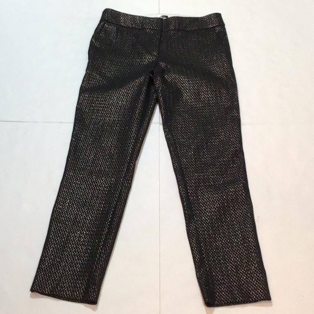 LOFT MARISA SKINNY BLACK AND SILVER DRESS PANTS SZ 4